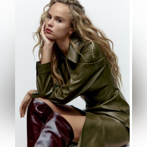 ZARA BLOGGERS FAV FITTED FAUX LEATHER DRESS - Picture 6 of 11